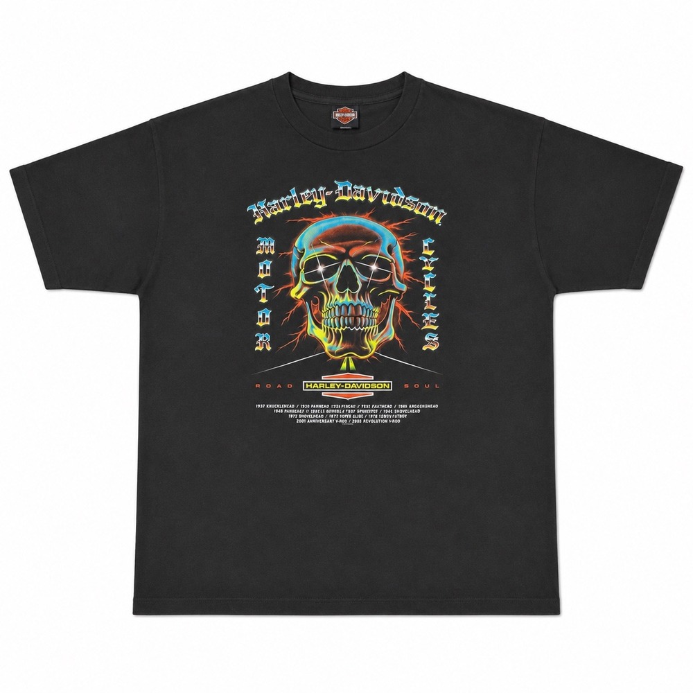 Harley-Davidson Mens Black Neon Skull Road Soul Charleston SC Graphic T-Shirt